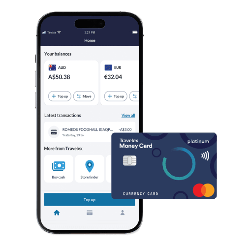 picture of the Travelex travel Money Card and app