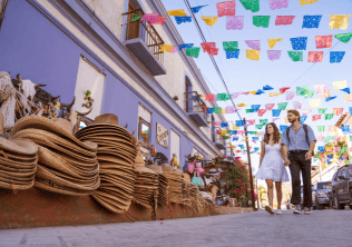 Couple holding hands in the sunset