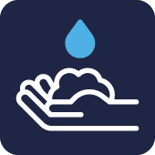 hand icon with foam in its palm